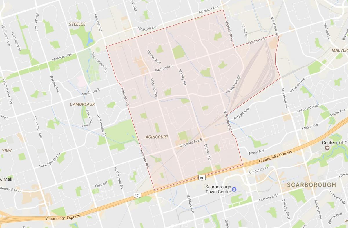 Kart over Agincourt-området i Toronto