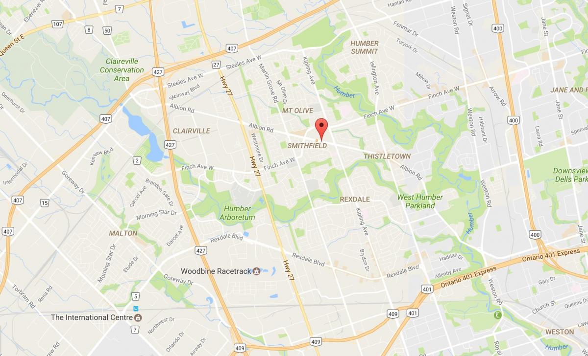 Kart over Albion veien Toronto