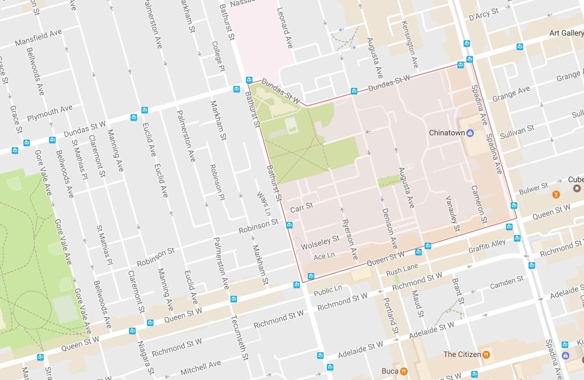 Kart av Alexandra park-området i Toronto