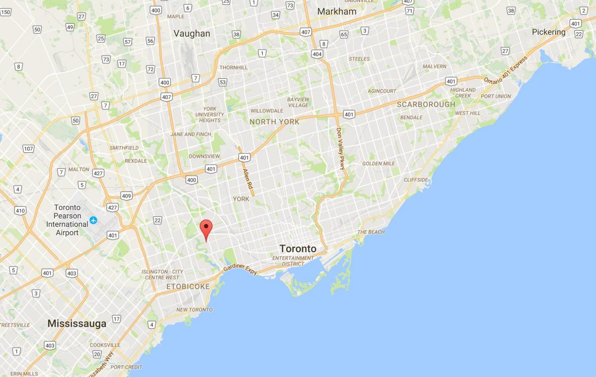 Kart av Baby Point district i Toronto