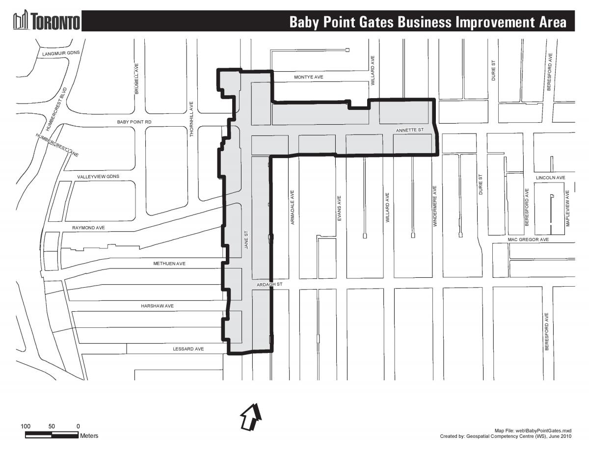 Kart av Baby punkt gates Toronto
