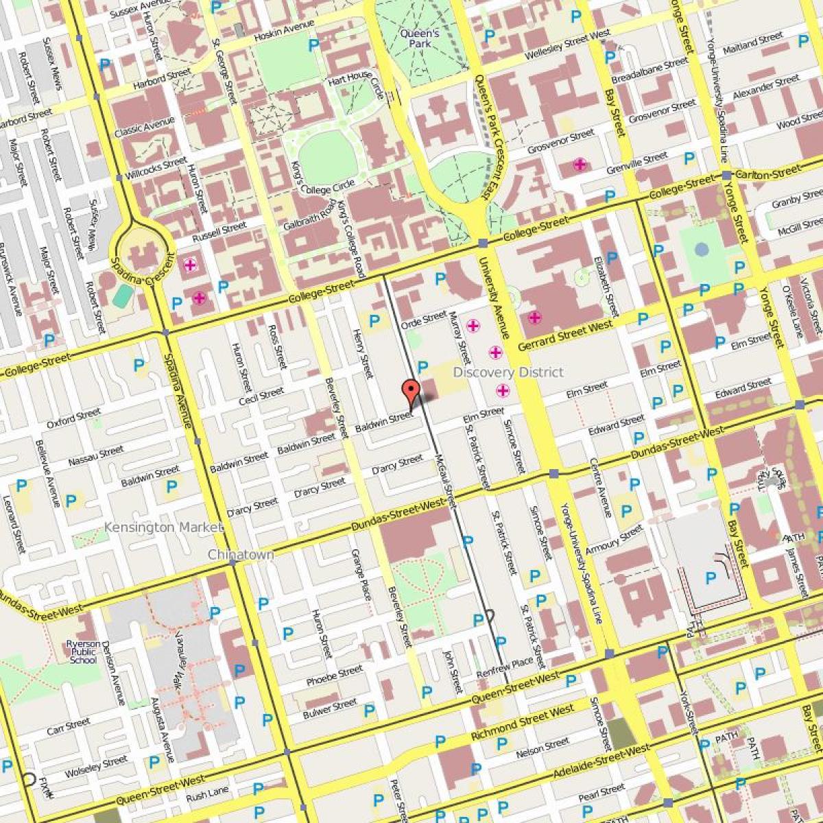 Kart av Baldwin Village, Toronto