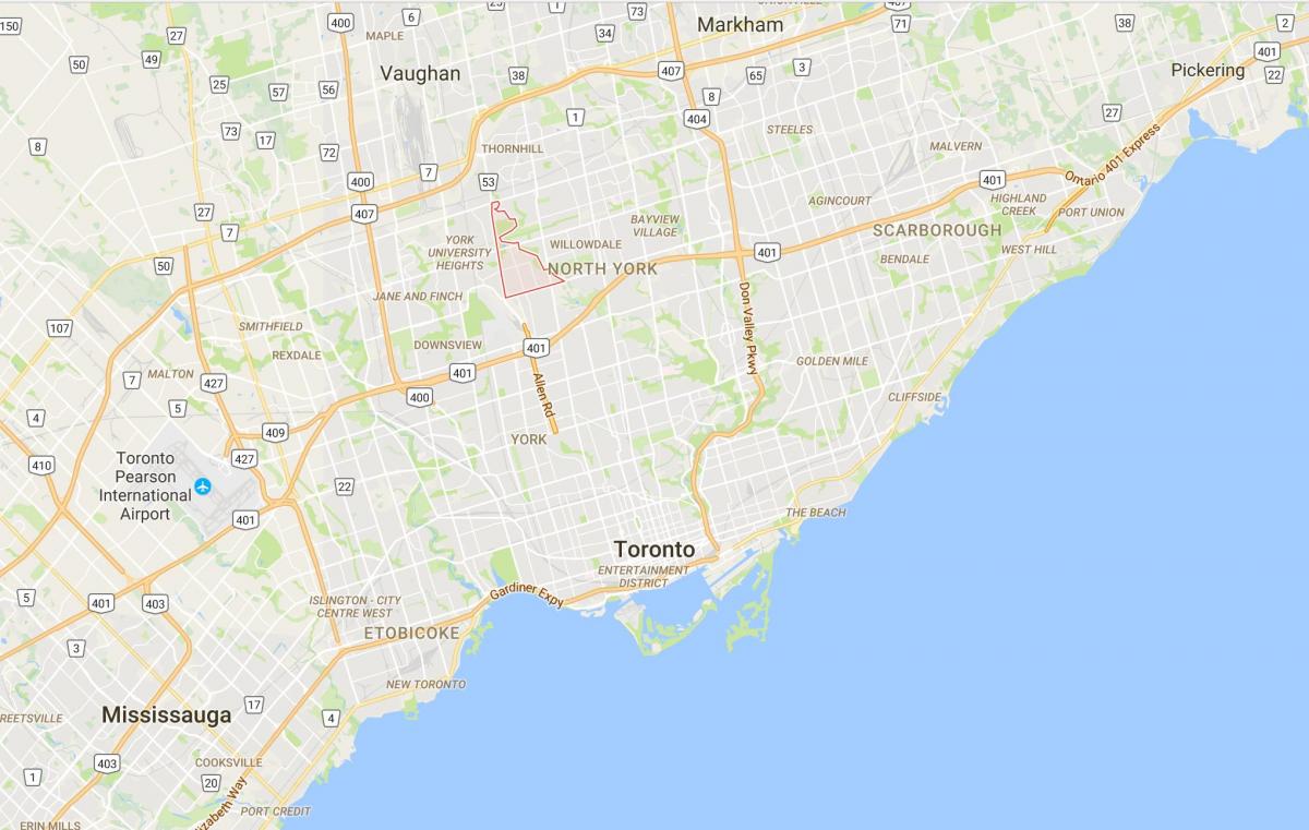 Kart av Bathurst Manor-distriktet Toronto