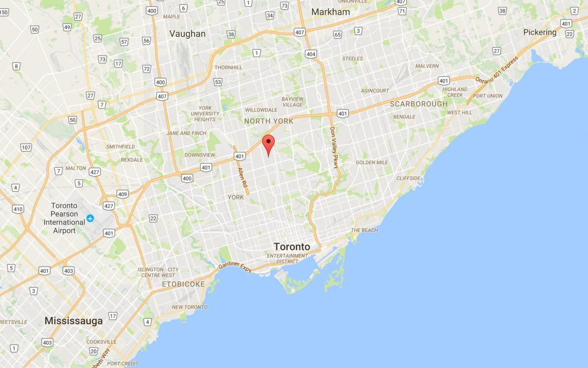 Kart over Bedford Park-distriktet Toronto