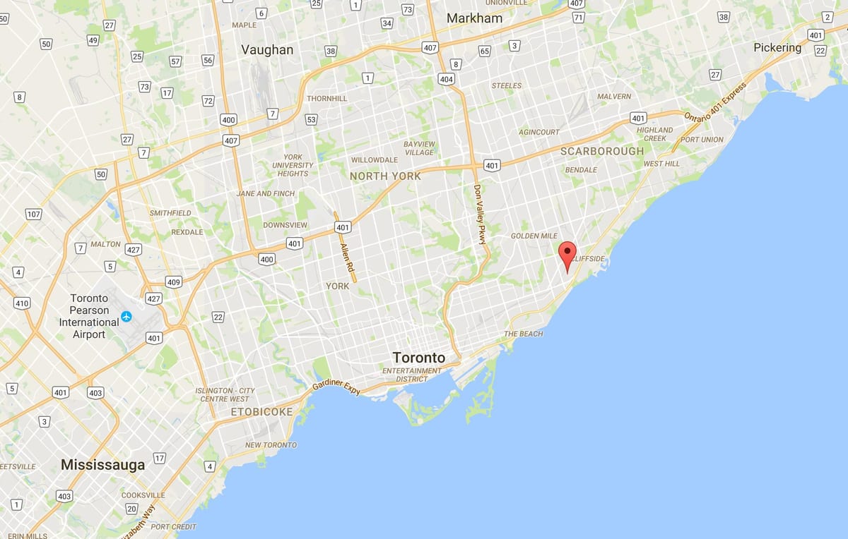 Kart av Bjørk Klippe Høyder distriktet Toronto