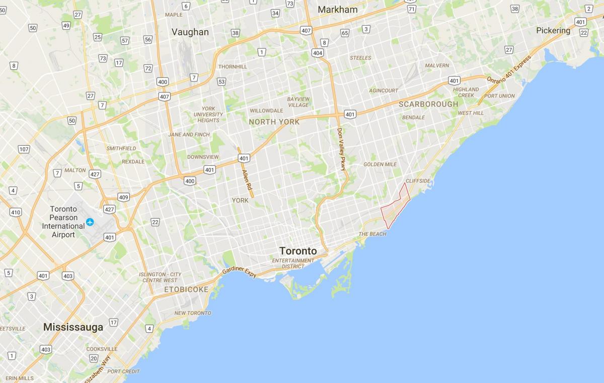 Kart av Bjørk Klippe distriktet Toronto