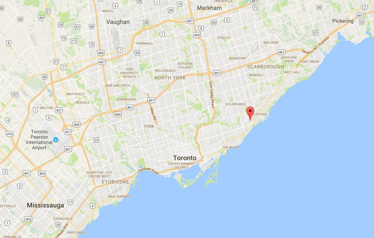 Kart av Bjørk Klippe Høyder distriktet Toronto