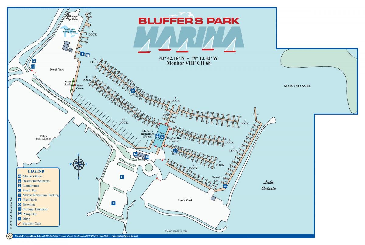 Kart av Bluffer ' s Park Marina