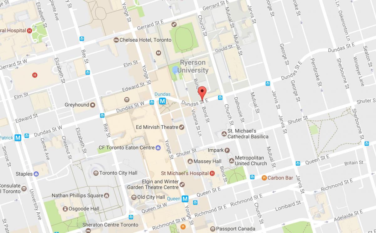 Kart av Bond street Toronto