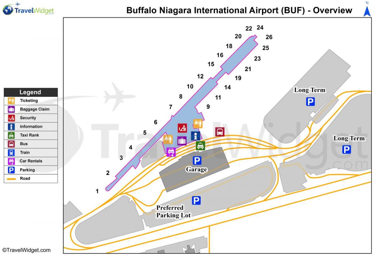 Kart av Buffalo-Niagara airport