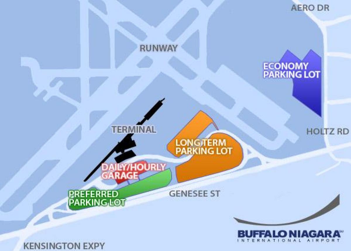Kart av Buffalo Niagara flyplass parkering