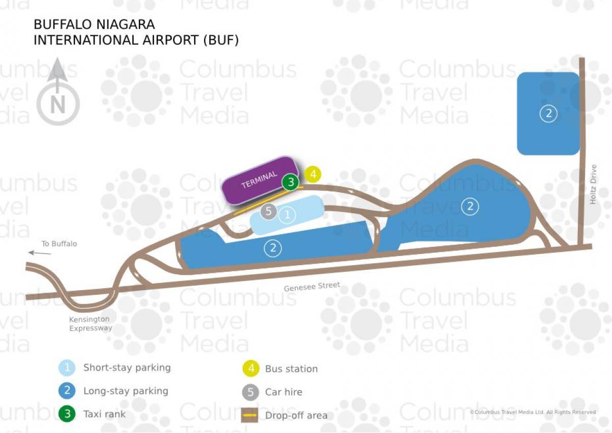 Kart av Buffalo Niagara internasjonale flyplass