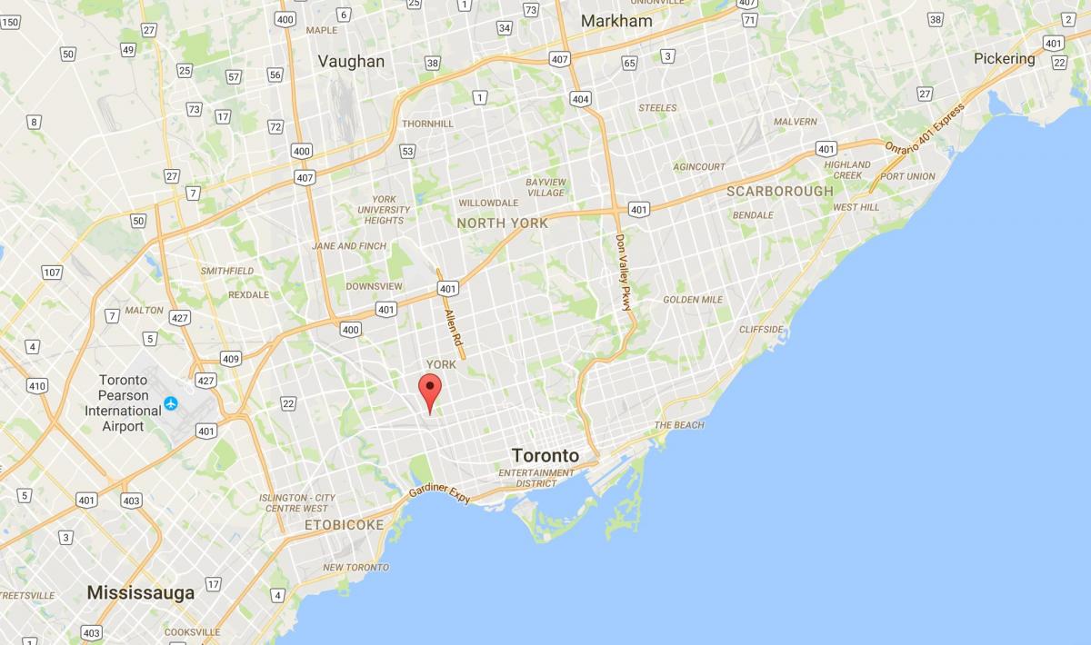 Kart av Carleton Landsbyen distriktet Toronto