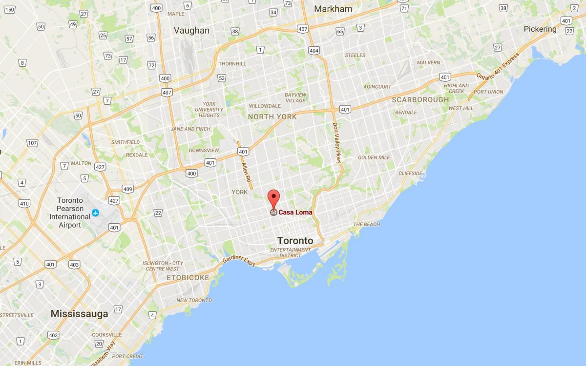 Kart av Casa Loma-distriktet Toronto