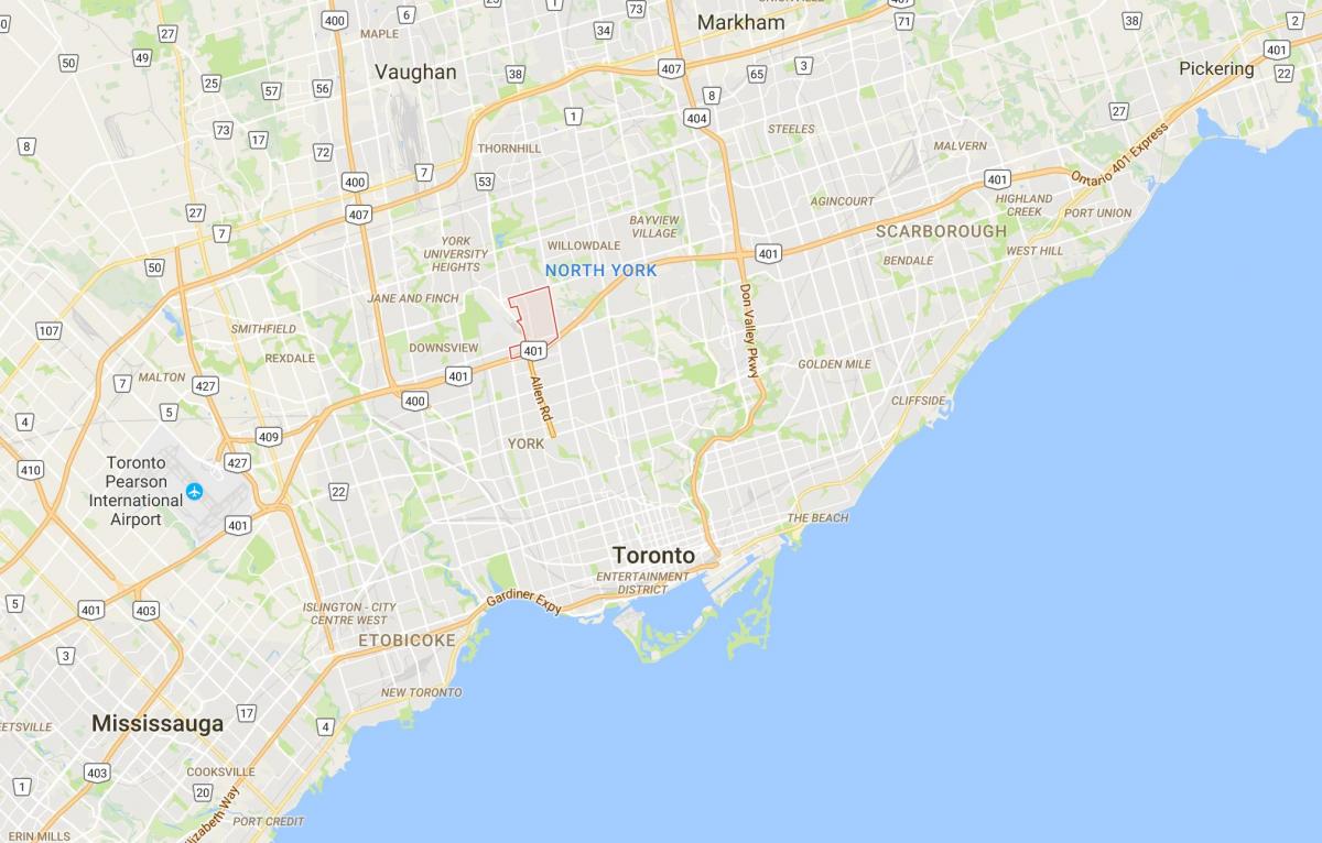 Kart over Clanton Park district i Toronto