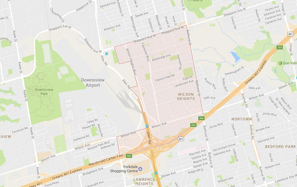 Kart over Clanton Park-området i Toronto