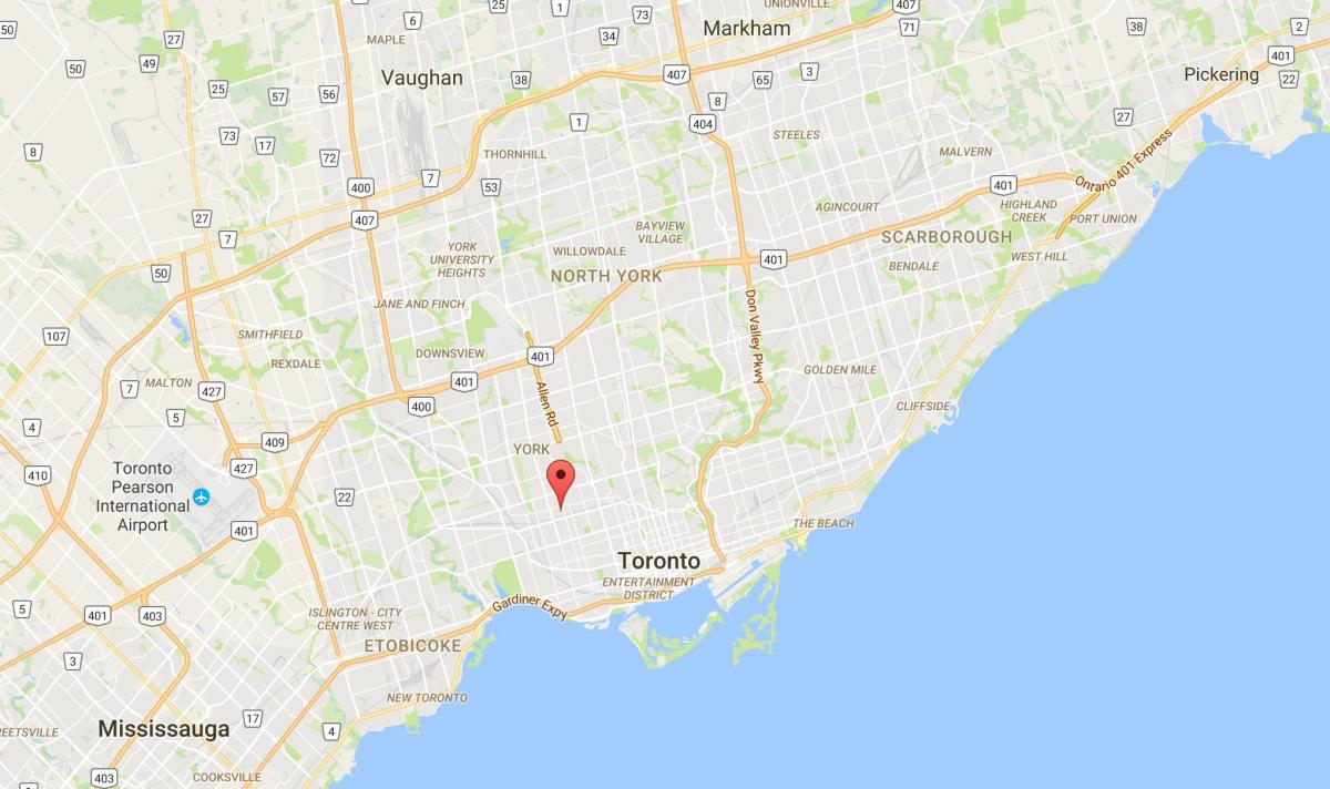 Kart over Davenport-distriktet Toronto
