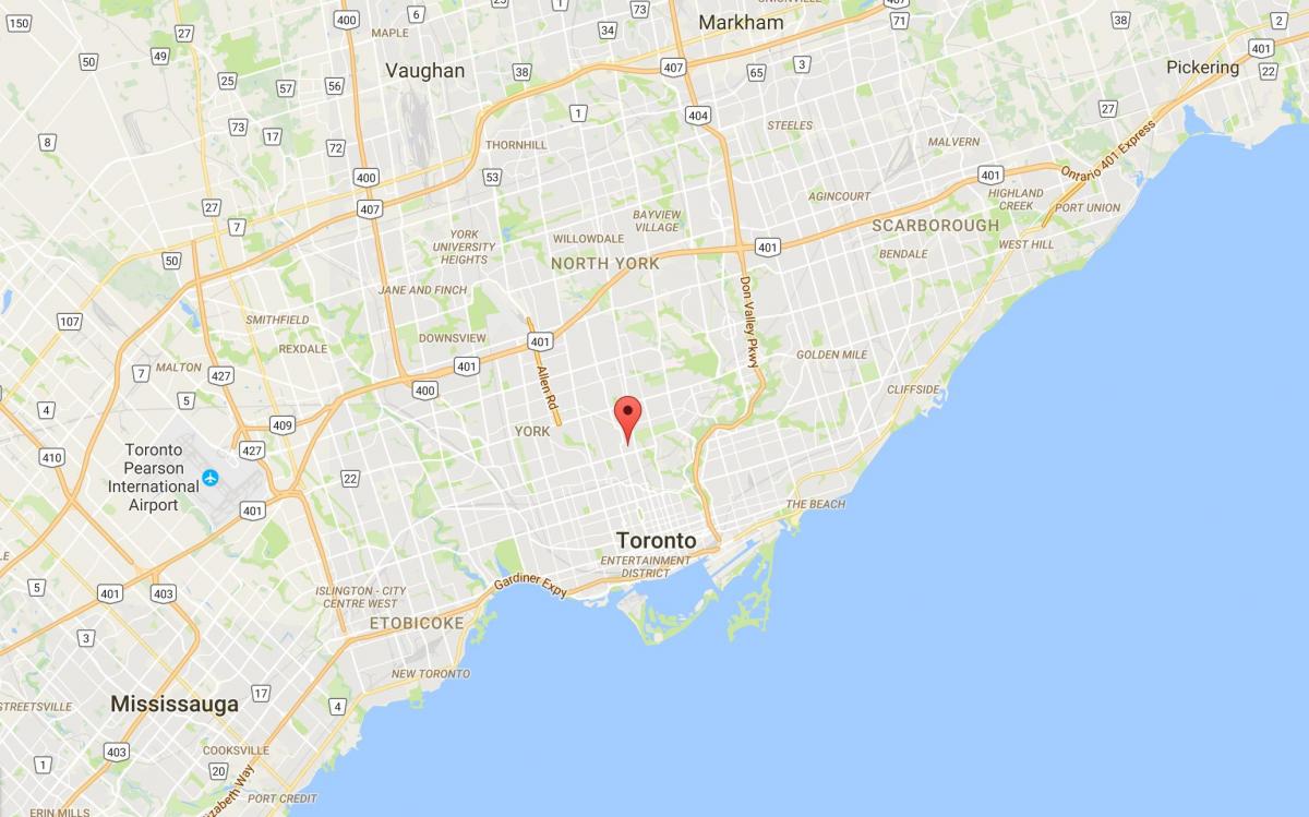 Kart av Deer Park district i Toronto