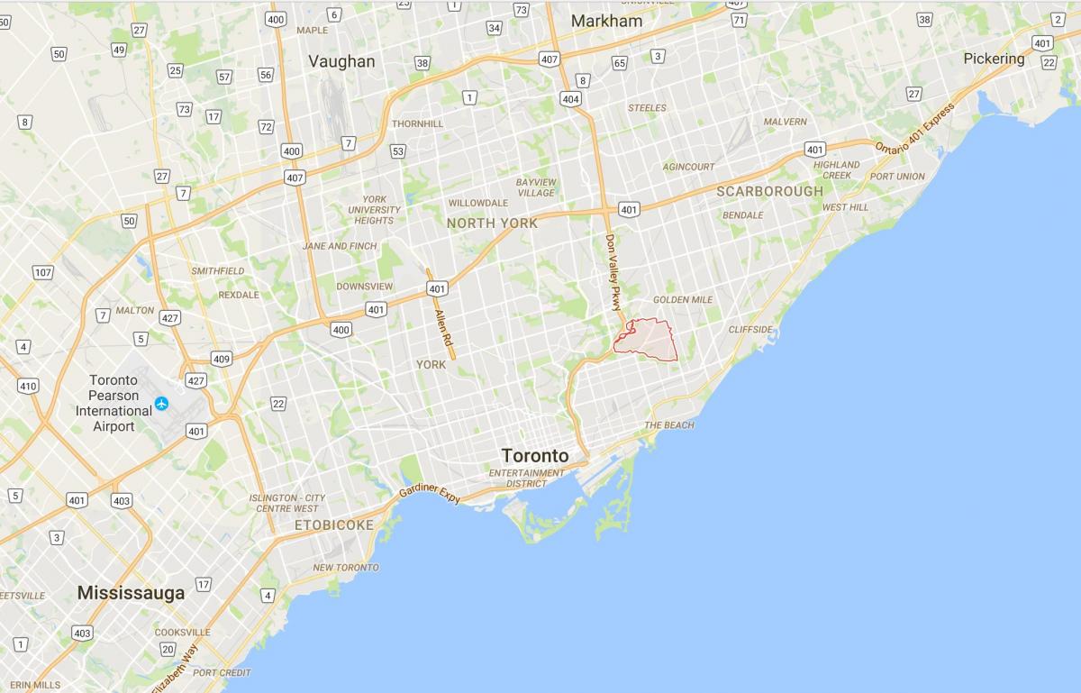 Kart av Hodelag Banen distriktet Toronto