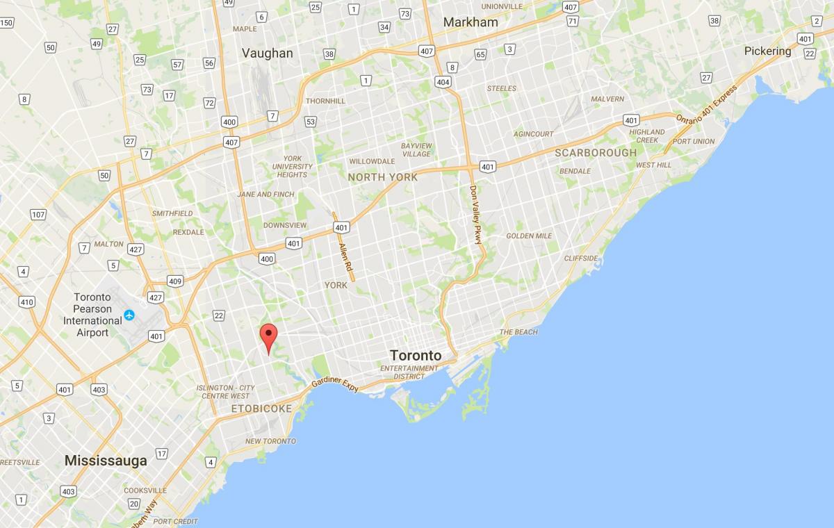 Kart over Kingsway distriktet Toronto