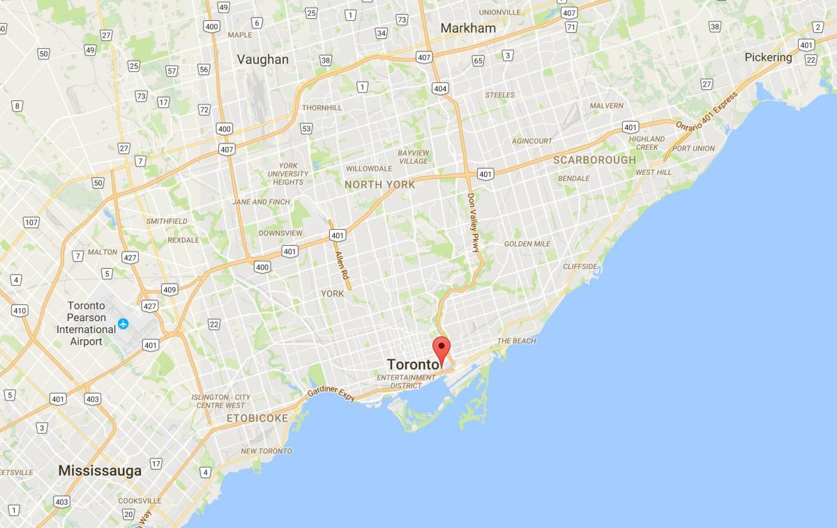Kart over Distillery District-distriktet Toronto