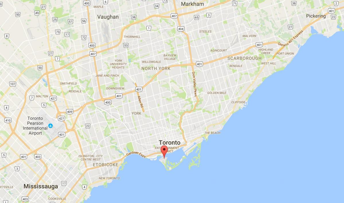 Kart over distriktet Toronto Islands distriktet Toronto