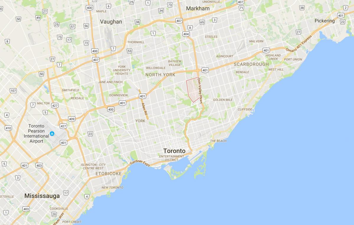 Kart av Don Mills-distriktet Toronto