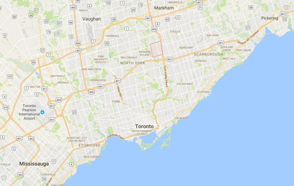 Kart av Don Valley Village-distriktet Toronto