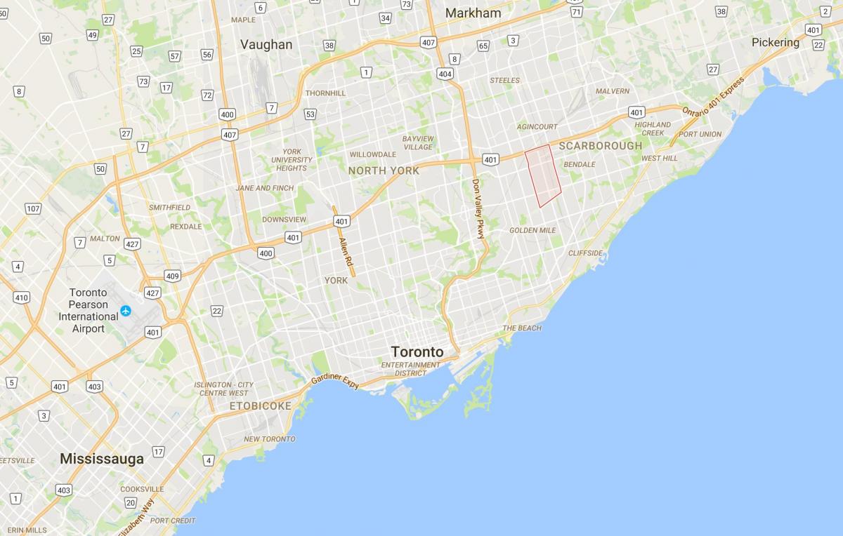 Kart av Dorset Park district i Toronto