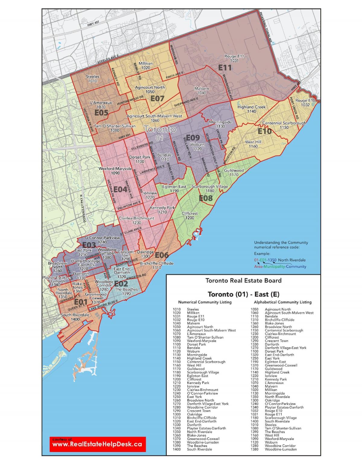 Kart over øst-Toronto