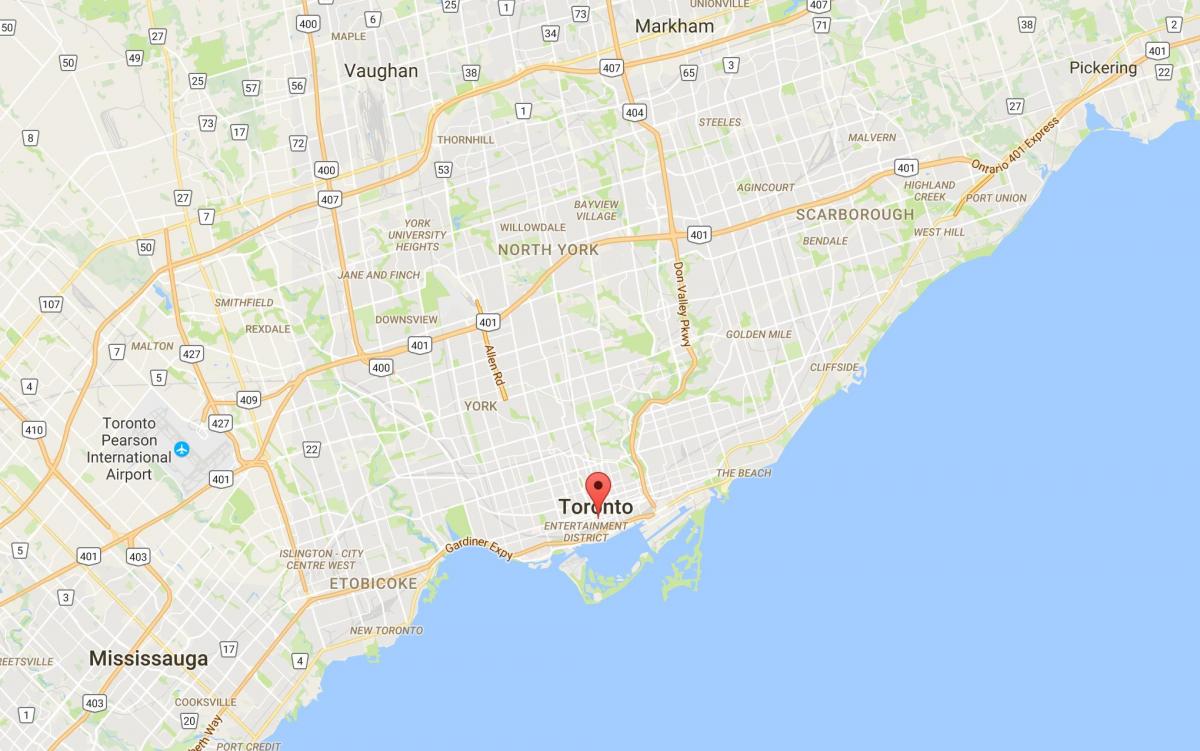 Kart av Finansielle Distrikt district i Toronto