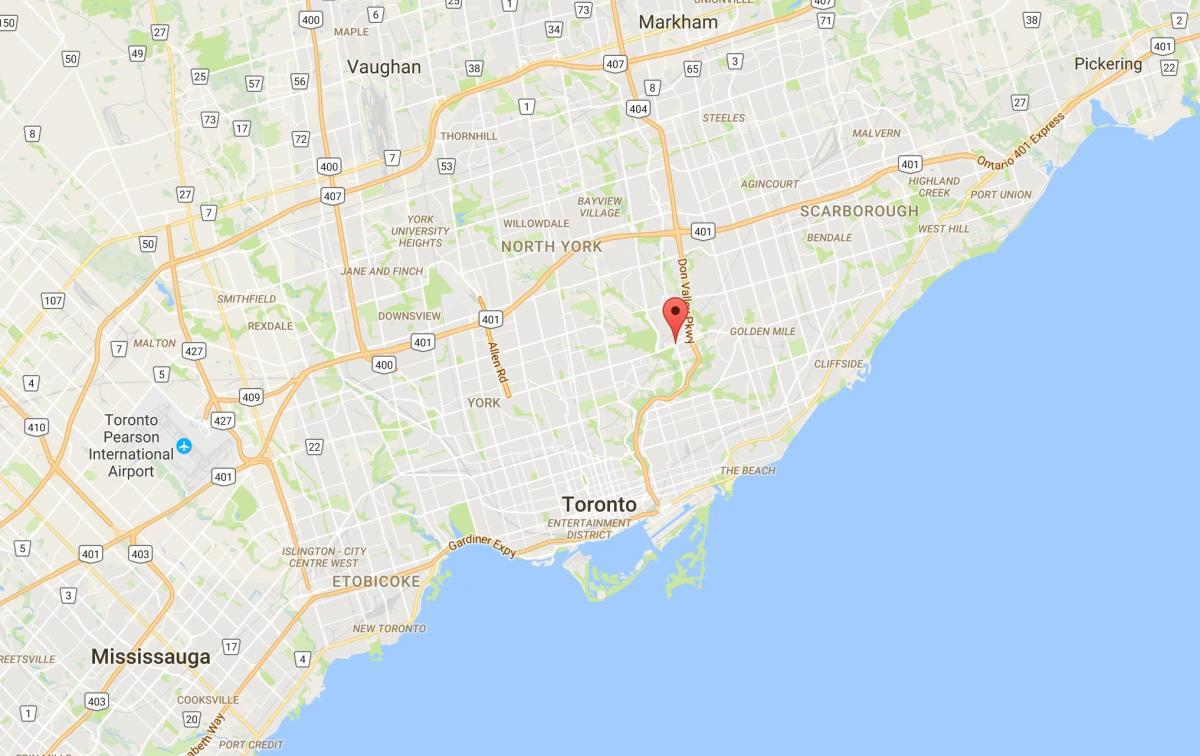 Kart over Flemingdon Park district i Toronto