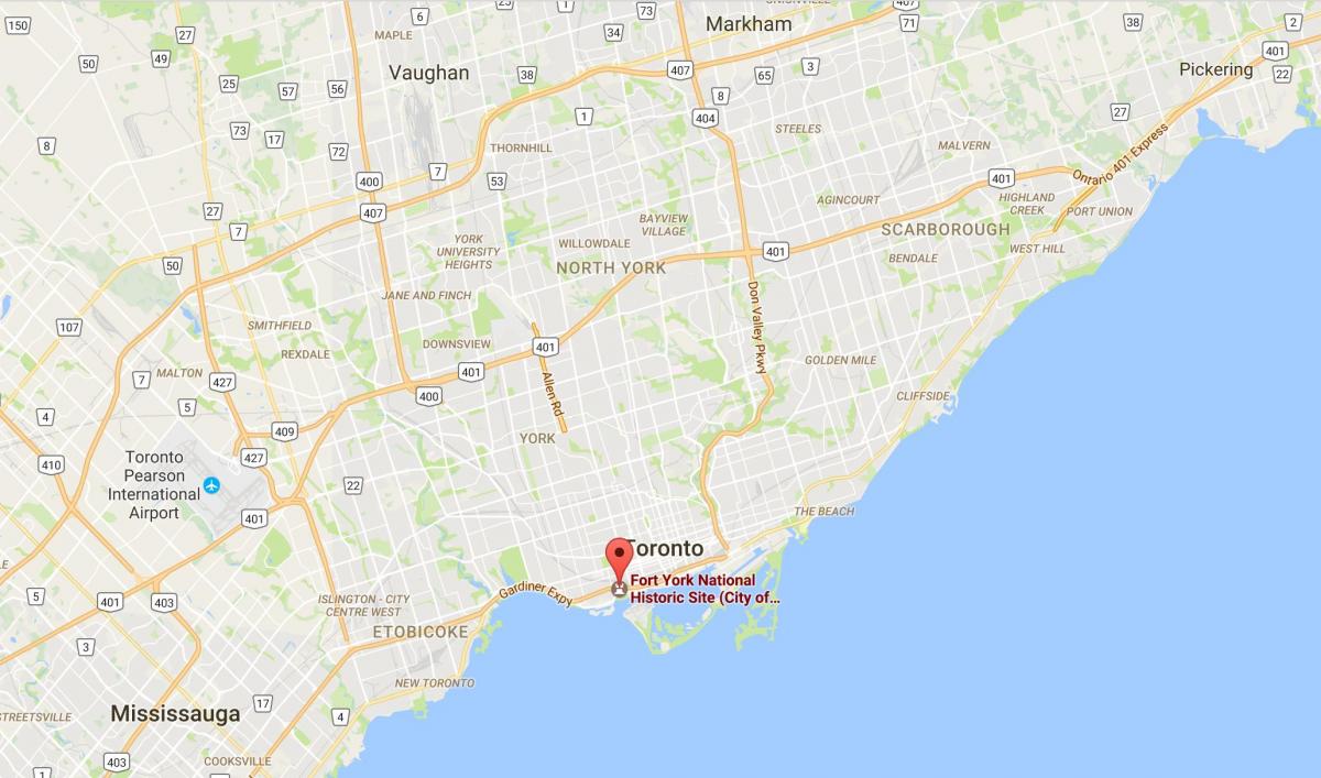 Kartet over Fort York-distriktet Toronto