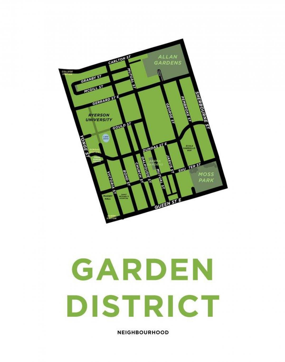 Kart over Garden District i Toronto oversikt