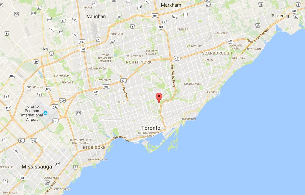 Kart av Governor ' s Bridge (bro) - distriktet Toronto