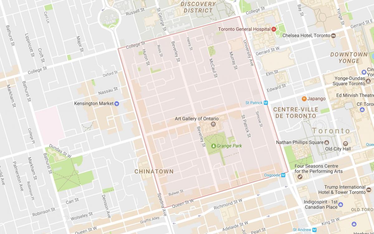 Kart over Grange Park-området i Toronto