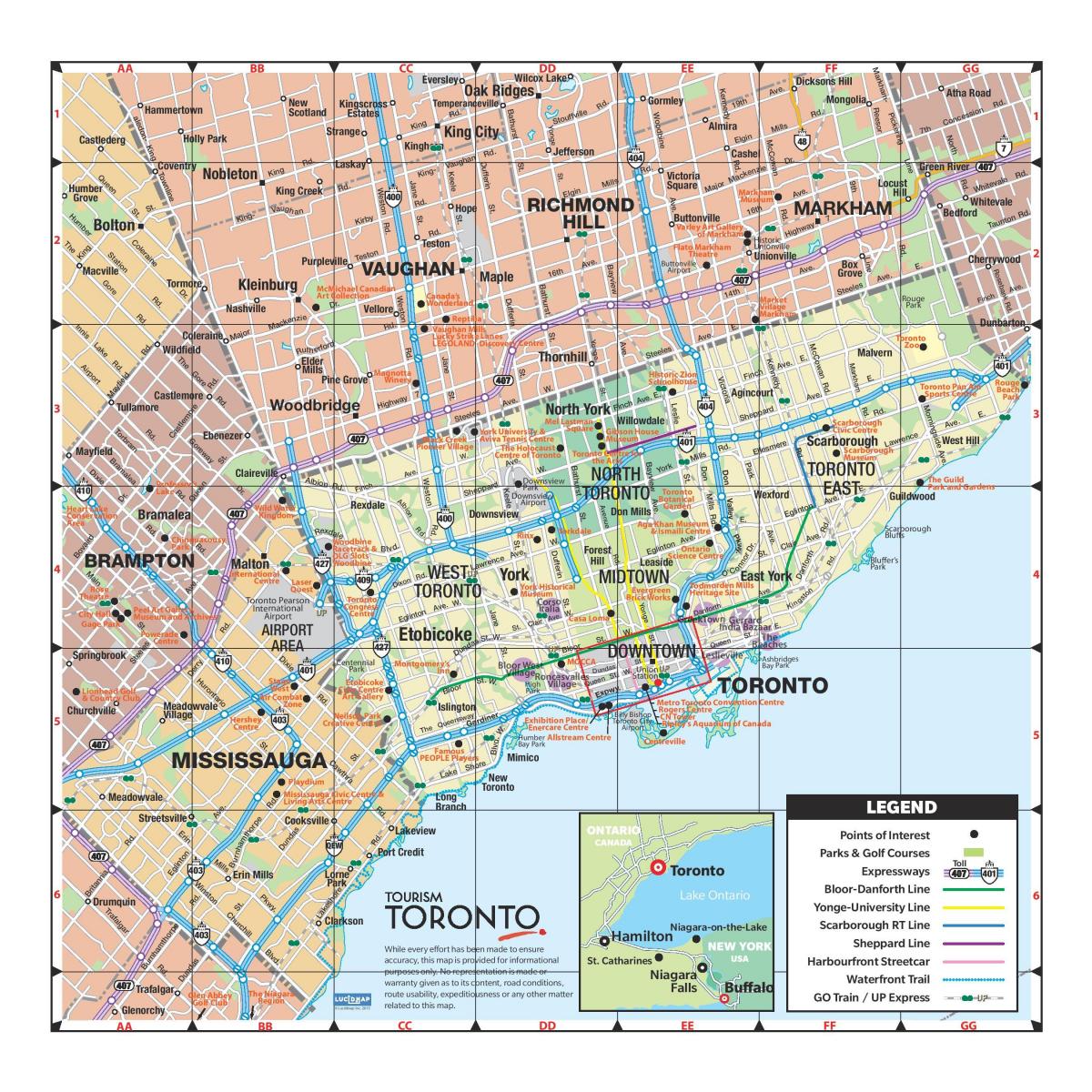 Kart av greater Toronto area