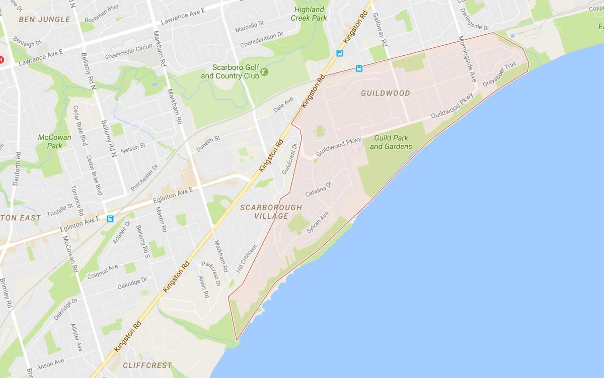 Kart over Guildwood-området i Toronto