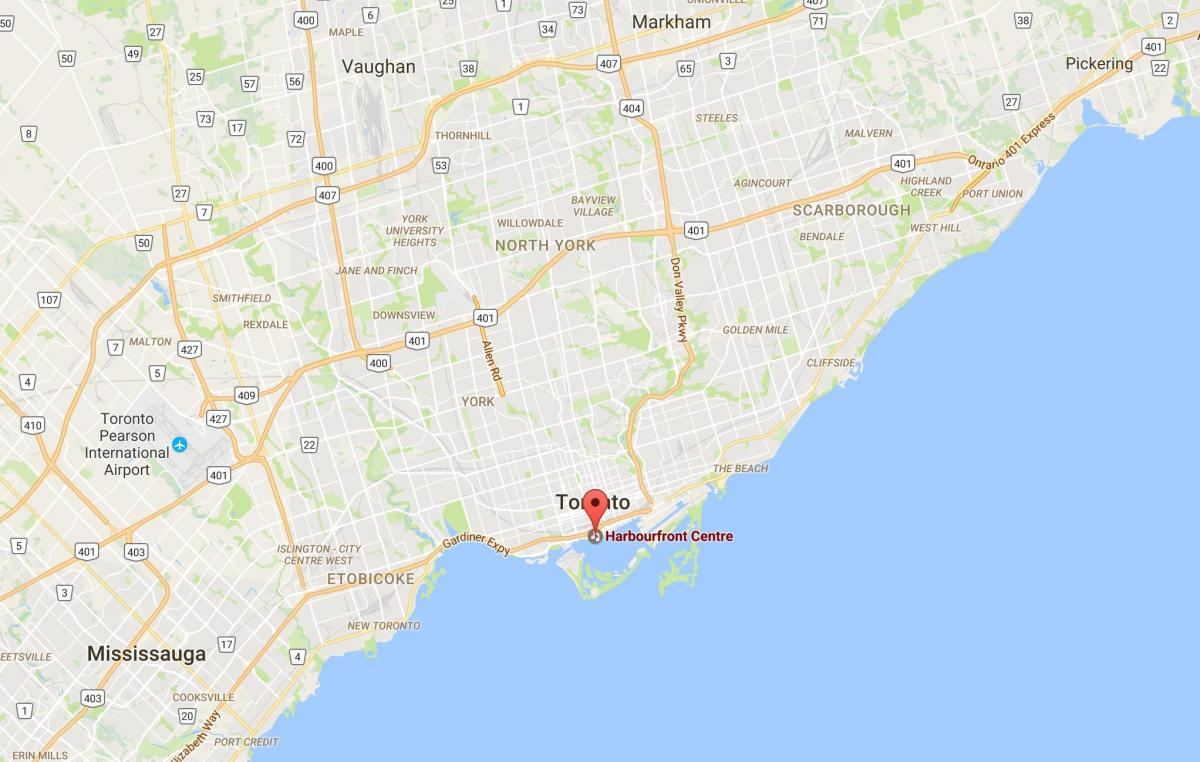 Kart over Harbourfront-distriktet Toronto