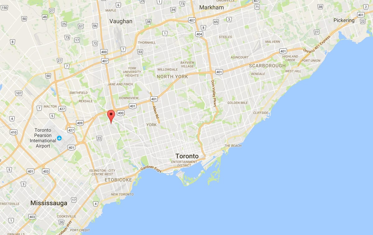 Kart av Humber Høyder – Westmount-distriktet Toronto