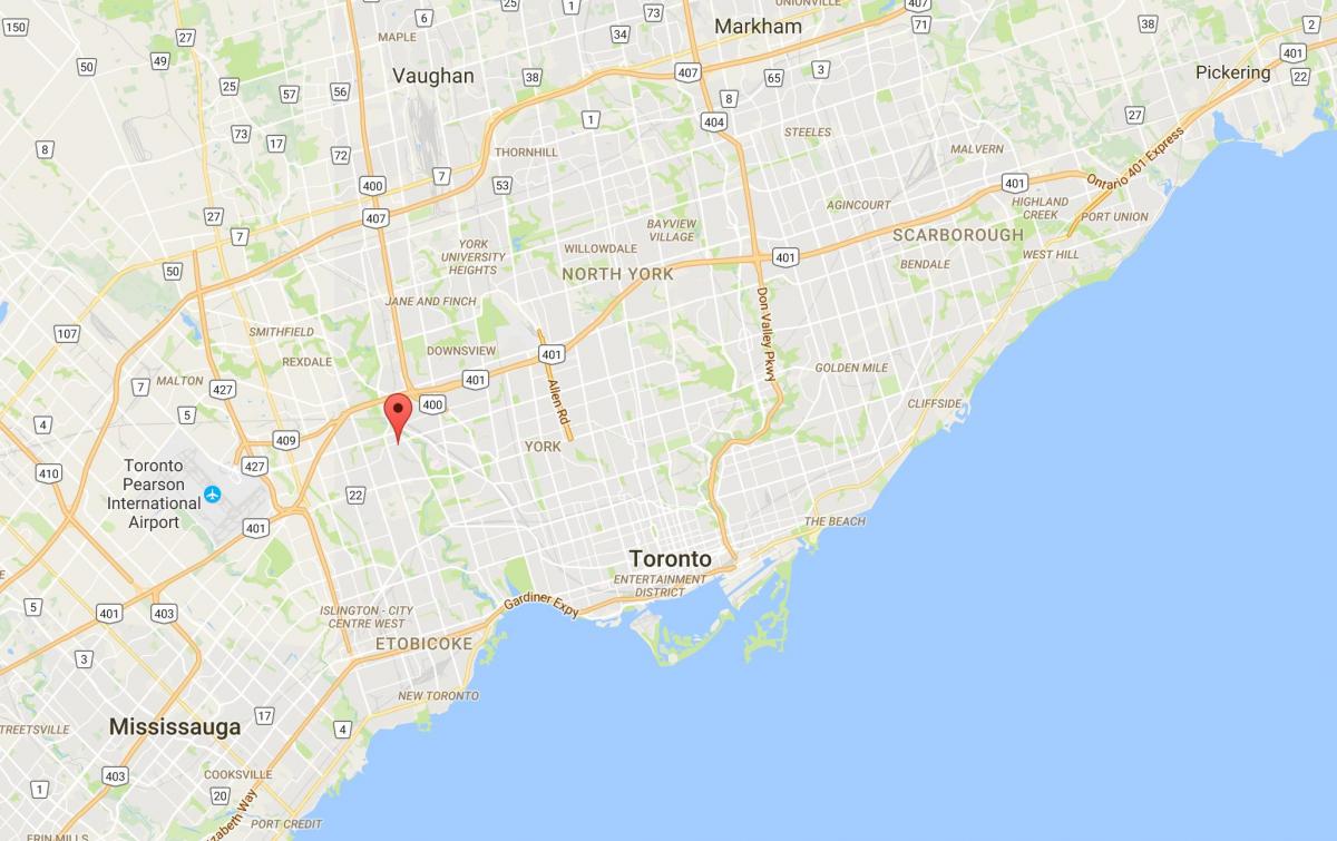 Kart av Humber Høyder – Westmount-distriktet Toronto