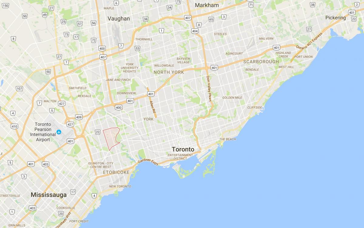 Kart av Humber Valley Village-distriktet Toronto