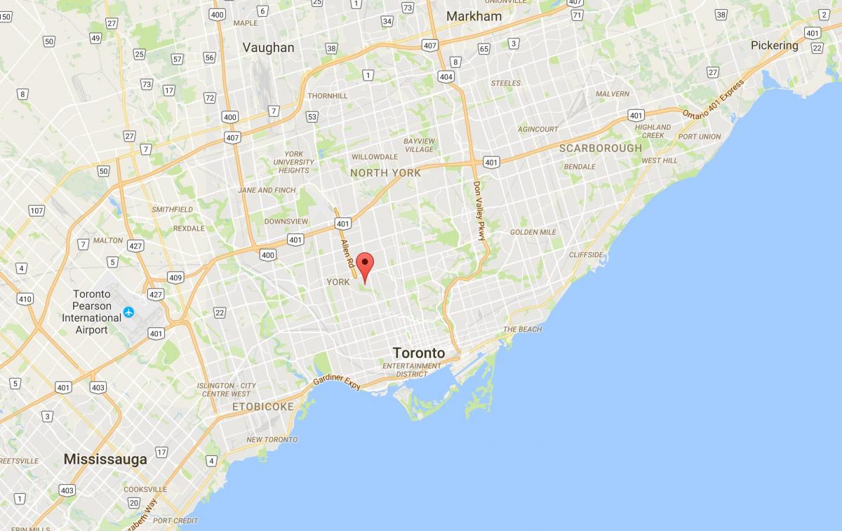 Kart over Humewood–Cedarvale distriktet Toronto