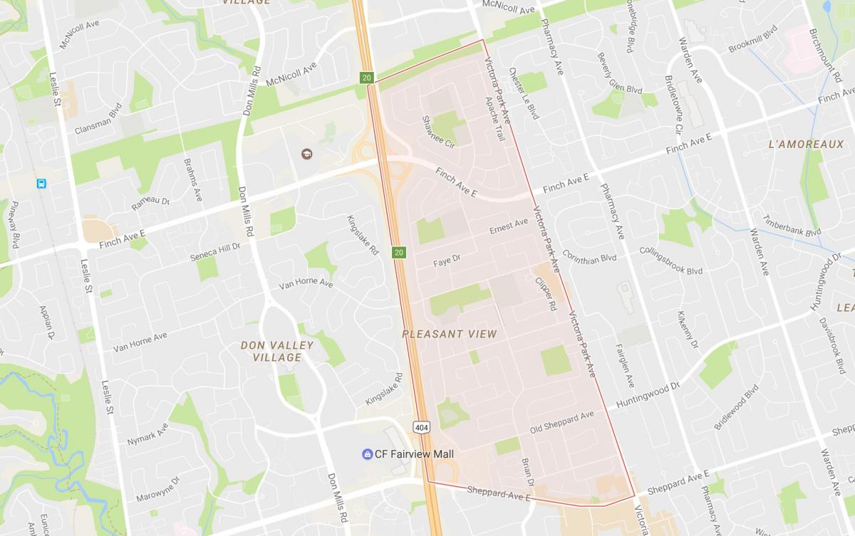 Kart av Pleasant View-området i Toronto