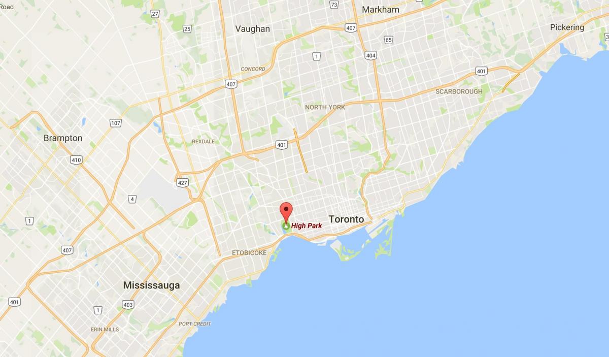 Kart av Høy Park district i Toronto