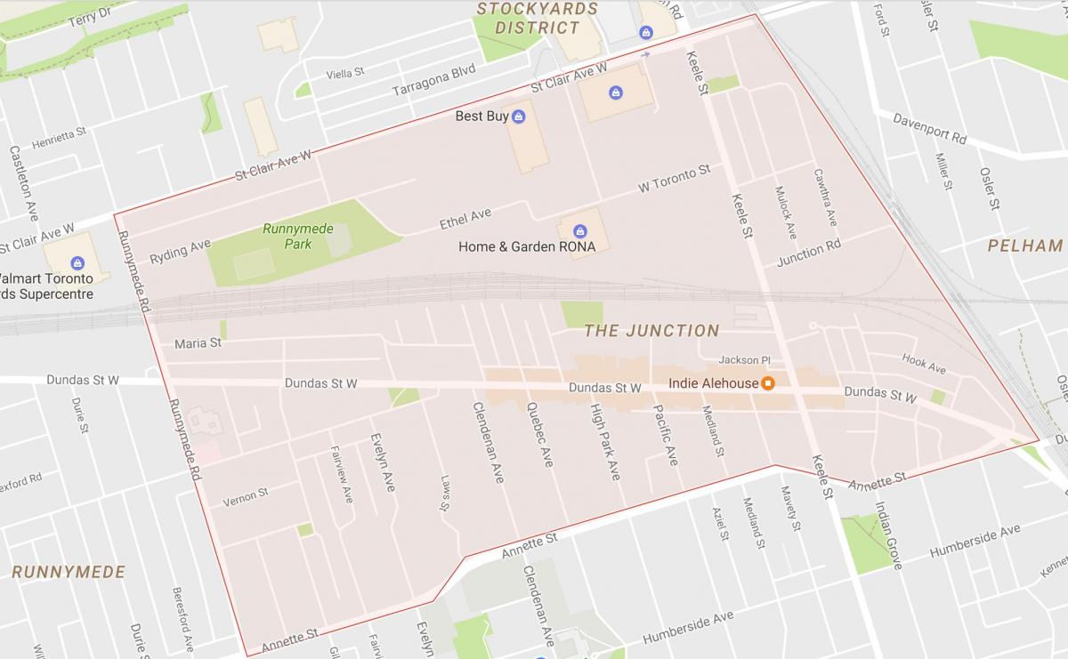 Kart over Junction-området i Toronto