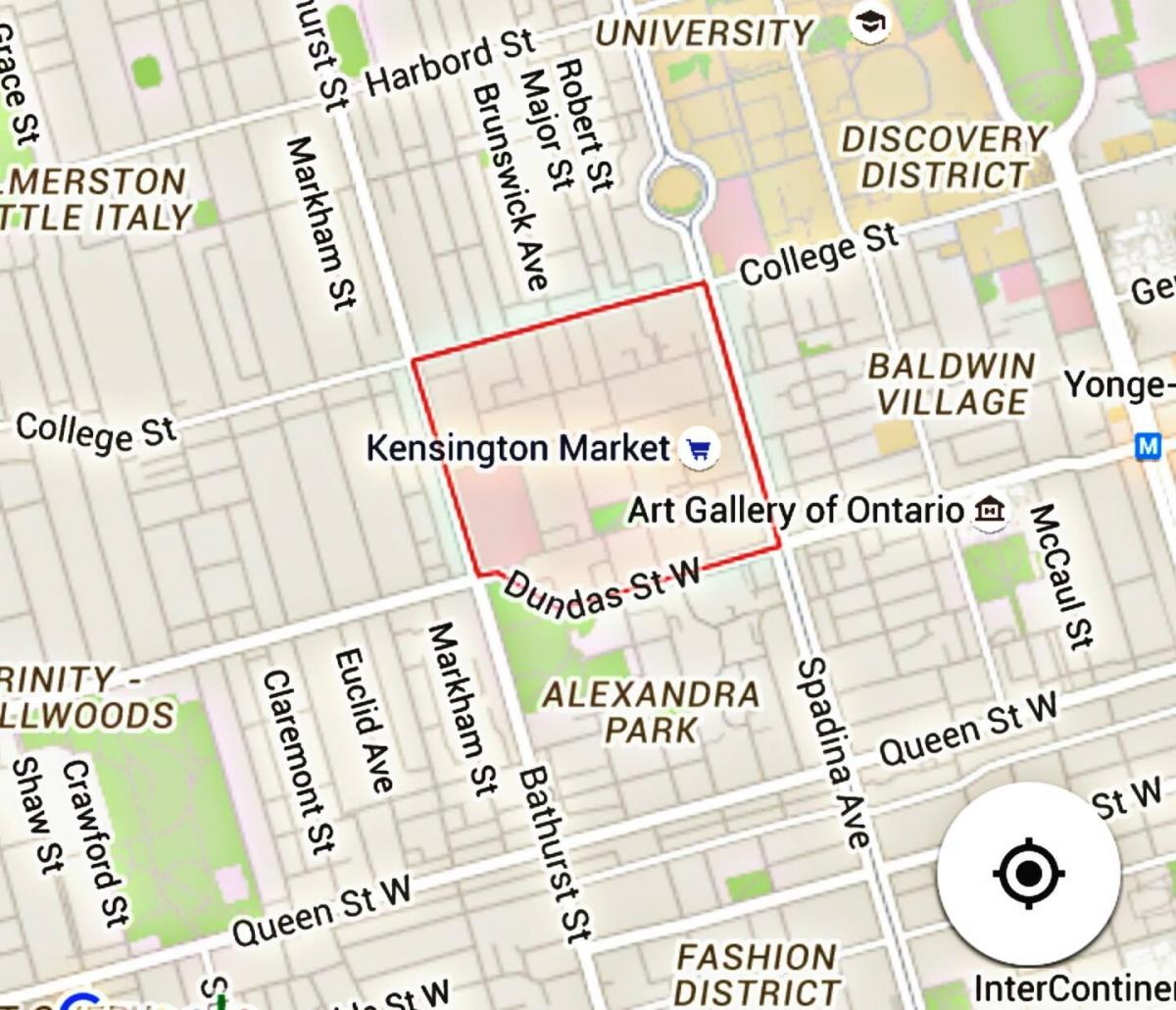 Kart av Kensington Market