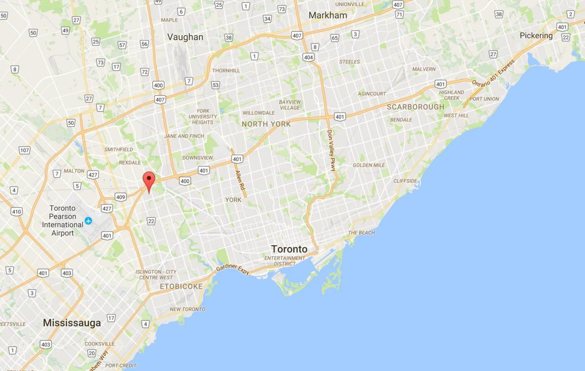 Kart over Kingsview Landsbyen distriktet Toronto