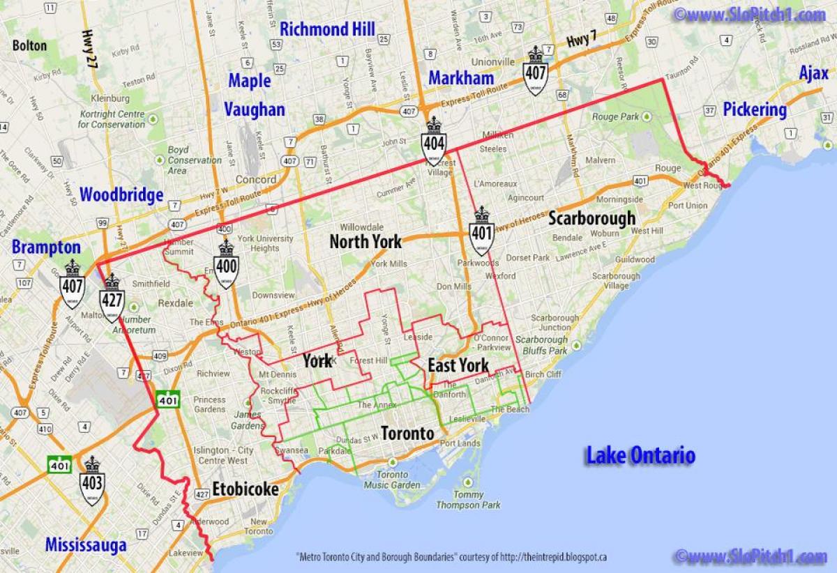 Kart over kommunene Toronto