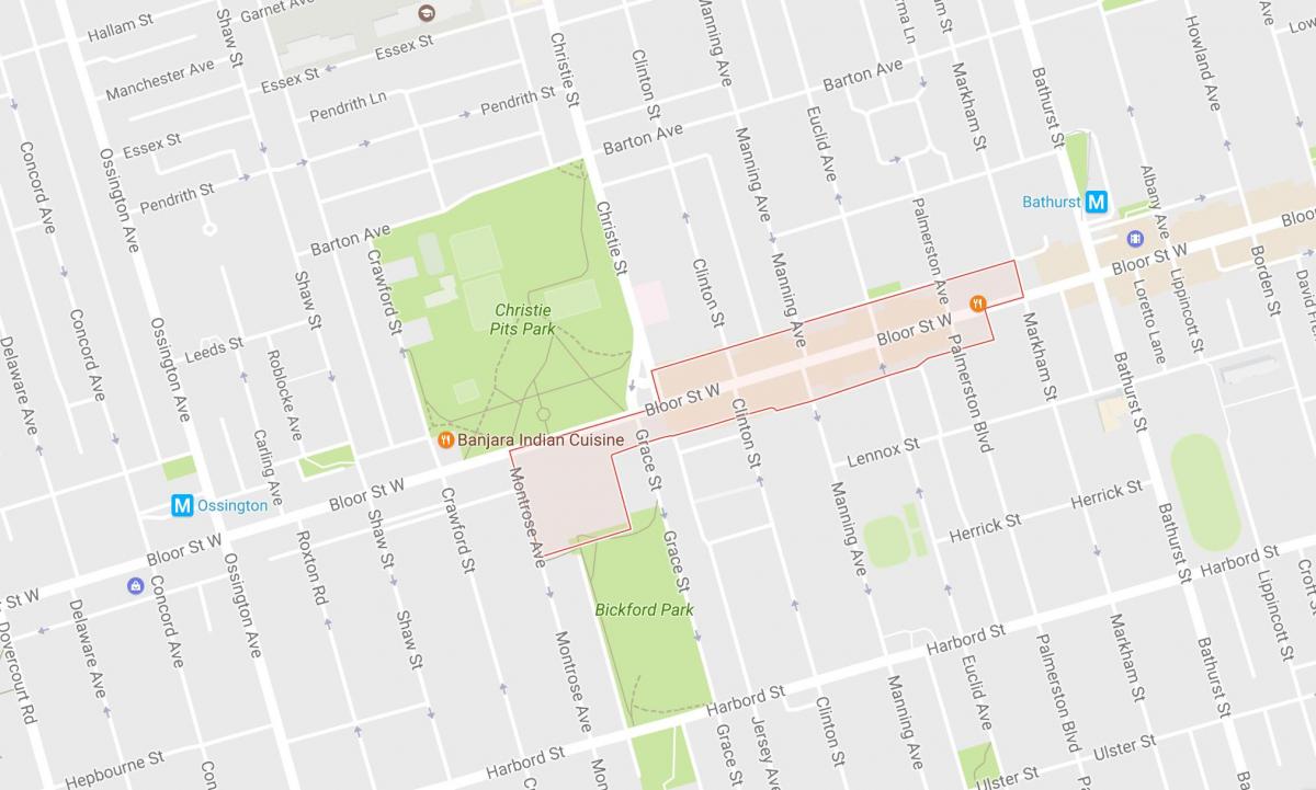 Kart over Koreatown-området i Toronto